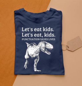 t shirt navy funny lets eat kids punctuation saves lives grammar ne40y