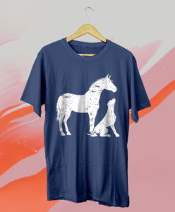 horse and dog motif t-shirt