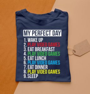 t shirt navy my perfect day video games funny cool gamer 1izav
