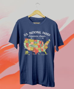 national parks map camping t-shirt