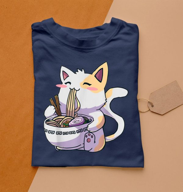 t shirt navy ramen cat kawaii anime japanese z0llt