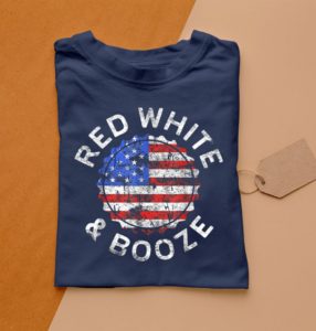 t shirt navy red white and booze drinking v9hci