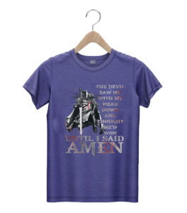t shirt navy the devil saw me my head down thought he won jesus xho6c