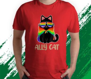 t shirt red ally cat lgbt gay rainbow pride flag wgiag