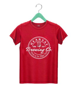 t shirt red hearsay brewing co home of the mega pint thats hearsay 7mgm1