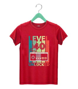 t shirt red level 40 unlocked shirt video gamer 40th birthday myfjr