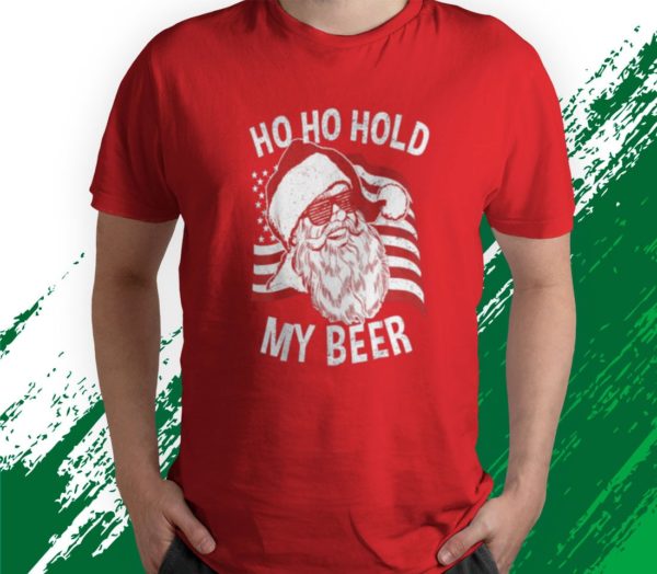 t shirt red santa ho ho hold my beer npbch