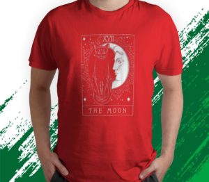t shirt red tarot card crescent moon and cat graphic f3hpq
