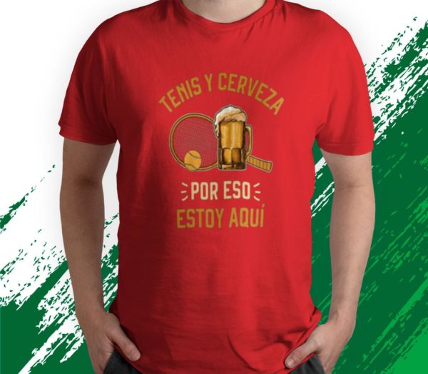 t shirt red tenis y cerveza funny tennis and beer yazm3