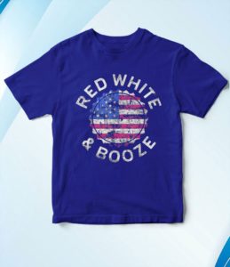 t shirt royal red white and booze drinking dth4a