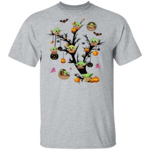 baby yoda and pumpkin tree halloween t shirt 2 f8wEj