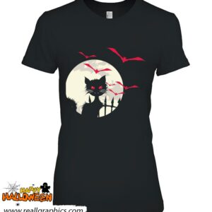 black cat full moon bats costume cute easy halloween gift shirt 1013 X9hPG