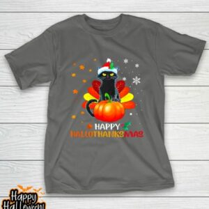 black cat halloween and merry christmas happy hallothanksmas t shirt 1138 xq7qrc