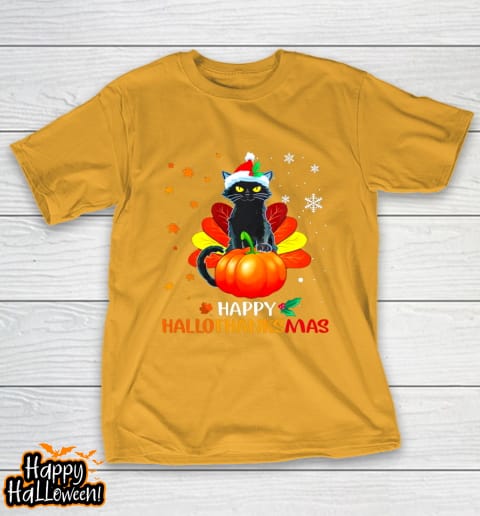 black cat halloween and merry christmas happy hallothanksmas t shirt 331 ieizo3
