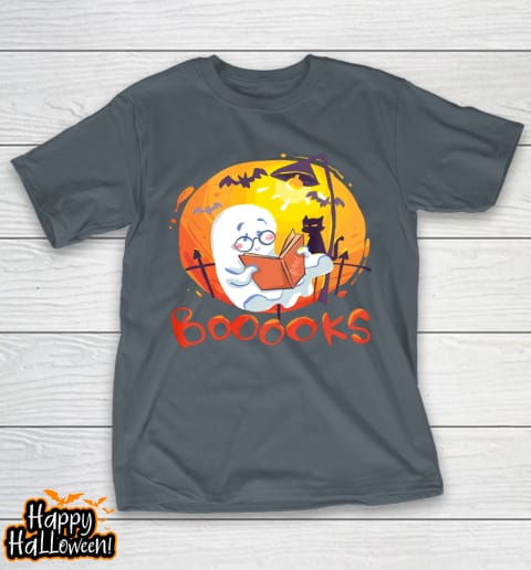 booooks ghost funny halloween book lover library reading t shirt 470 lfabqi
