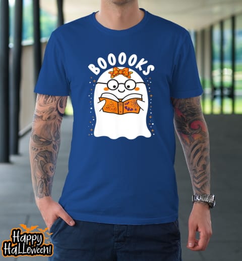 booooks cute ghost reading library books halloween teacher t shirt 1046 tkxcwp