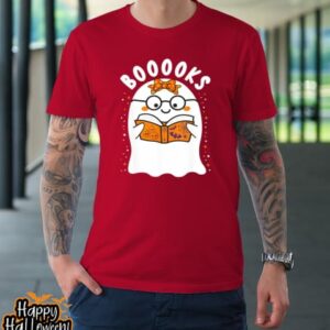 booooks cute ghost reading library books halloween teacher t shirt 1135 tatkt2