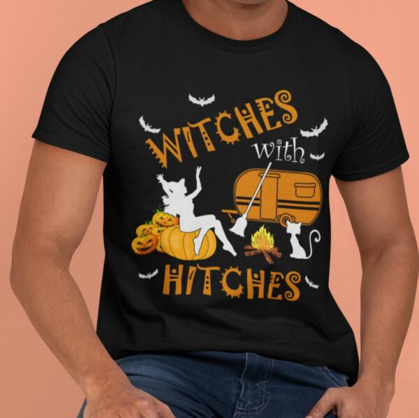 camping witches with hitches halloween cat lovers t shirt 1 3qkog