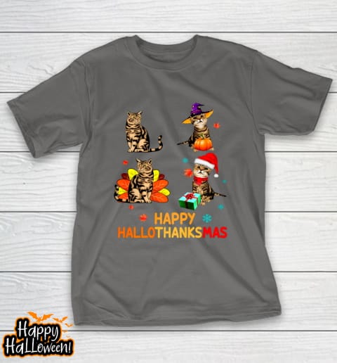 cat halloween thanksgiving christmas happy hallothanksmas t shirt 1134 hdhvz0