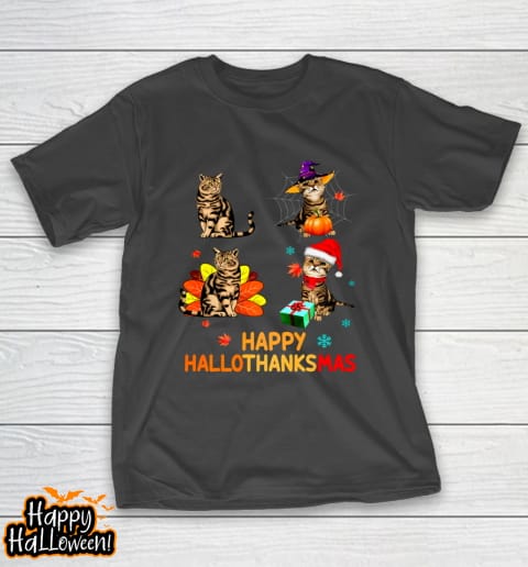 cat halloween thanksgiving christmas happy hallothanksmas t shirt 135 ojgv8o