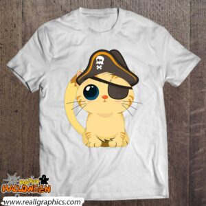cute pirate cat captain with skull easy halloween costume shirt 1096 oV4YO