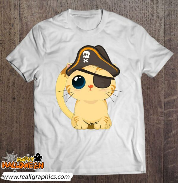 cute pirate cat captain with skull easy halloween costume shirt 1096 ov4yo