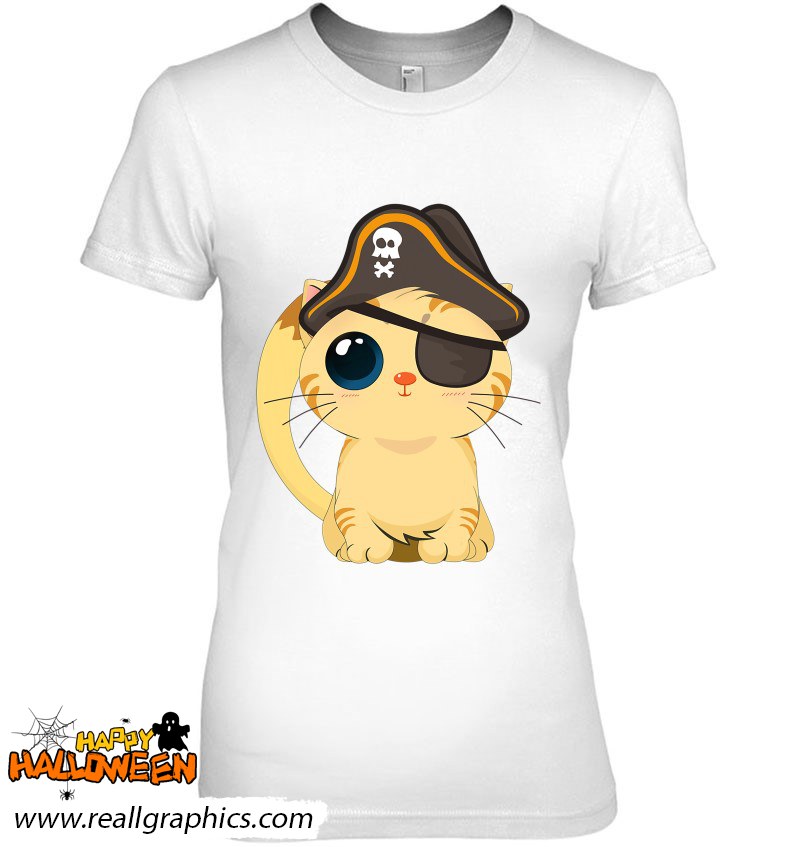 Cute Pirate Cat Captain With Skull Easy Halloween Costume Shirt