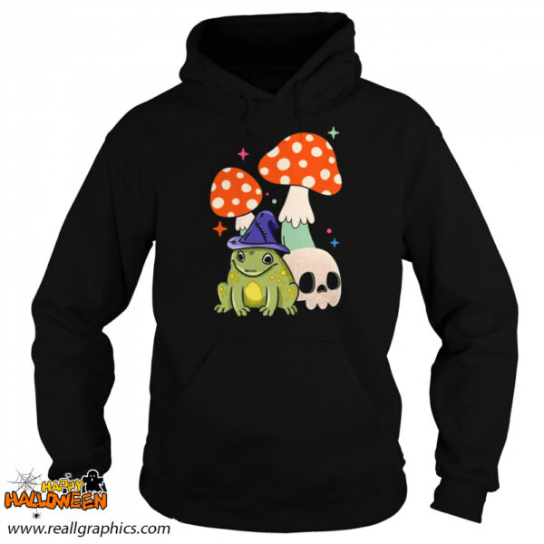 cute witchy frog cottagecore frog wizard frog with mushroom and skull witchcraft halloween shirt 1454 7kvqv