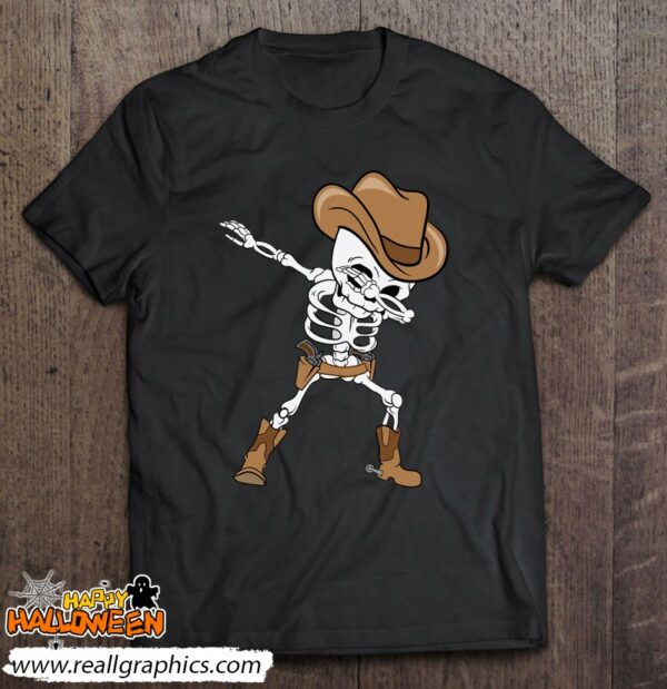 dabbing skeleton cowboy hat halloween kids dab shirt 1228 nxvsu