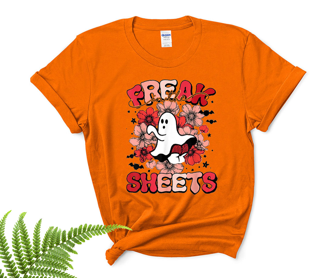 Funny Spooky Freak In The Sheets Halloween Floral Spooky Ghost Shirt