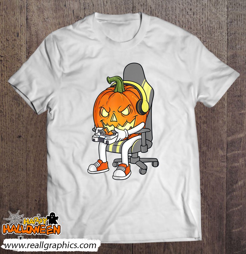 Gamer Halloween Jackolantern Scary Gaming Shirt