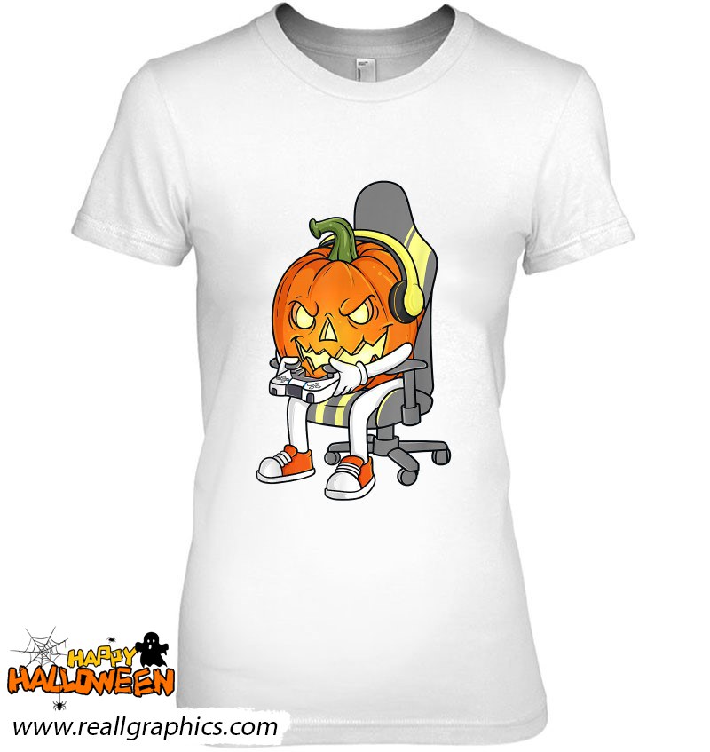 Gamer Halloween Jackolantern Scary Gaming Shirt
