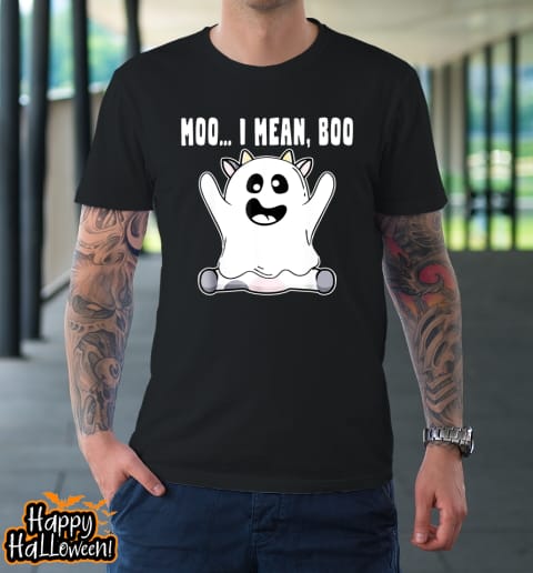 ghost cow moo i mean boo pumpkin moon halloween farmer gift t shirt 106 bjzafw