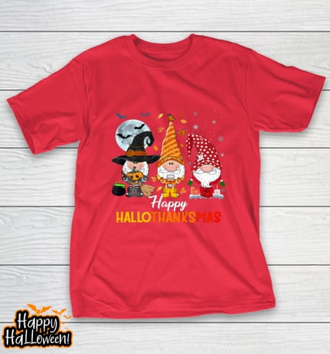 gnomes halloween and merry christmas happy hallothanksmas t shirt 1159 trh3ei