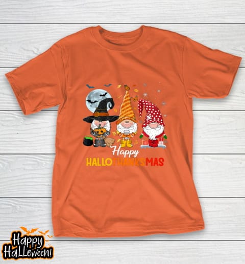 gnomes halloween and merry christmas happy hallothanksmas t shirt 586 blntgj