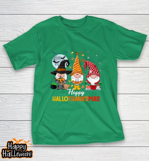 gnomes halloween and merry christmas happy hallothanksmas t shirt 732 cnefne