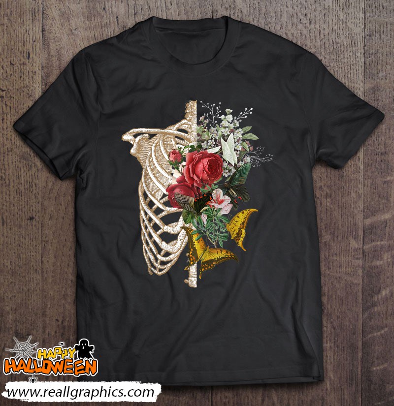 Gothic Skeleton Floral Costume Halloween Shirt