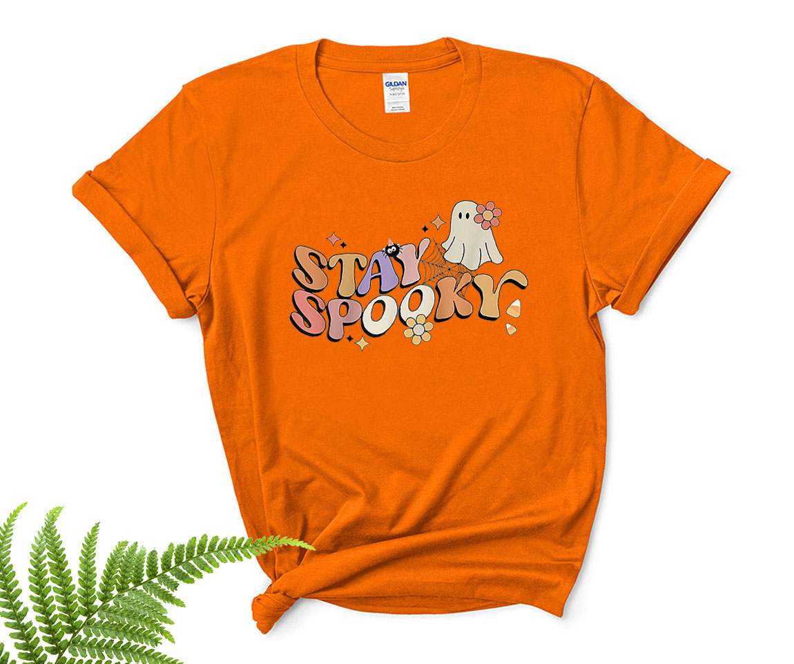 groovy stay spooky vibes retro floral ghost hippie halloween spooky ghost shirt