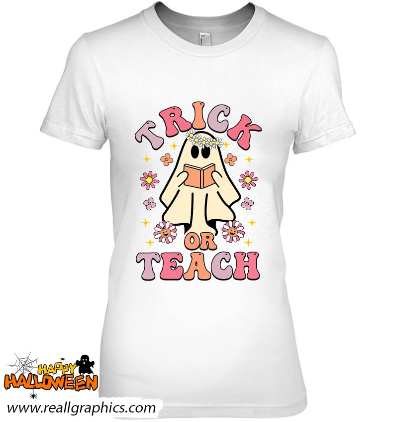 Groovy Trick Or Teach Ghost Teacher 2022 Halloween Costume Shirt