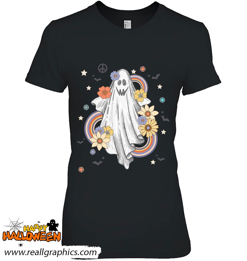 Groovy Vintage Floral Ghost Hippie Halloween Spooky Season Shirt