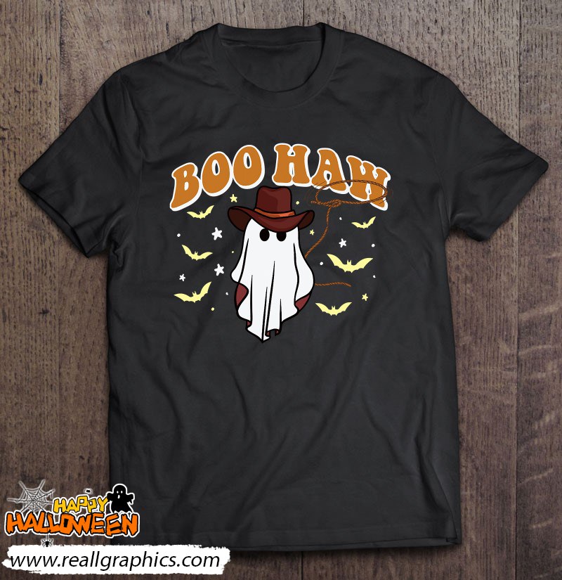 Halloween Boo Haw Ghosts Cowboy Cowgirl Western Trick Treat Shirt
