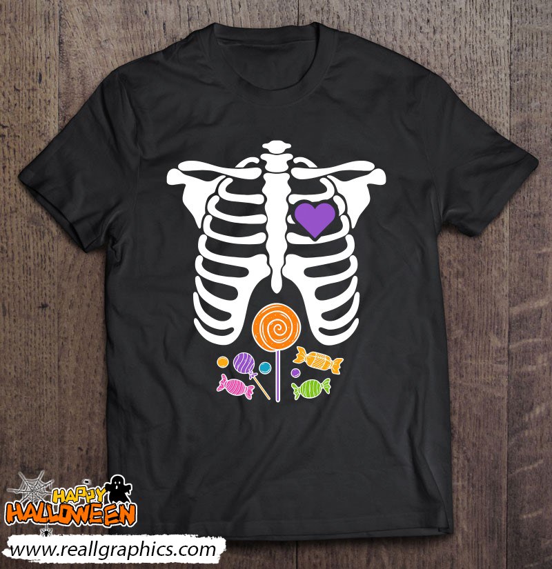 Halloween Candy Xray Skeleton Costume For Men Women Kid Boys Shirt