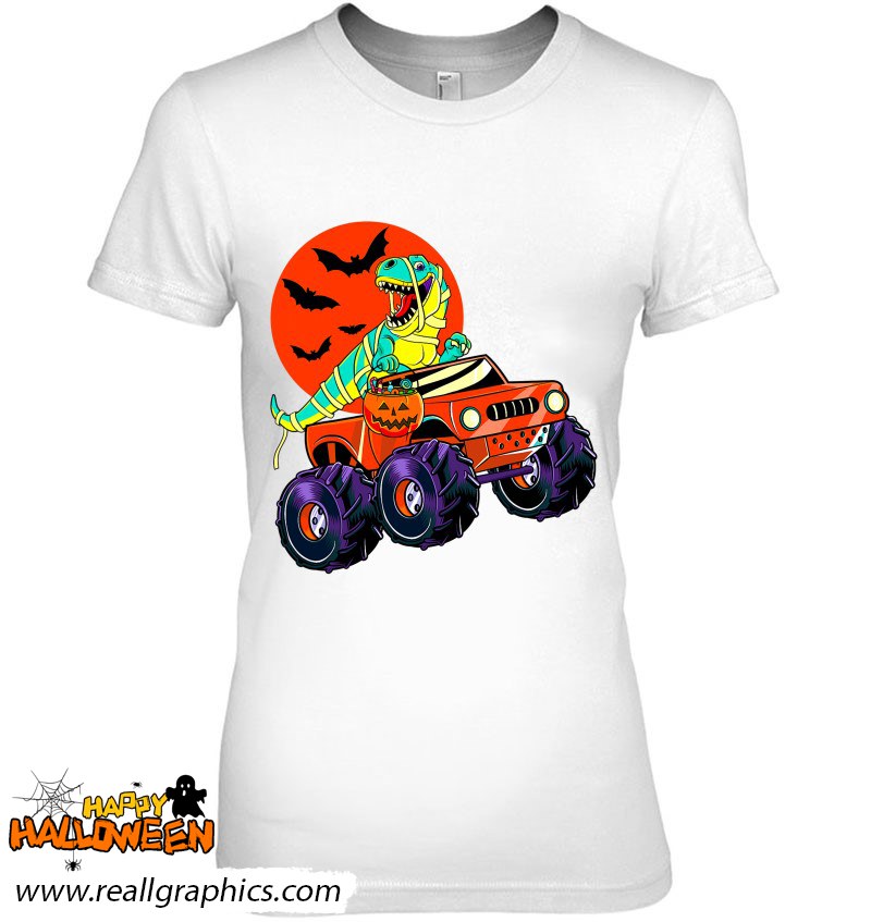 Halloween Dinosaur T Rex Mummy Monster Truck Shirt