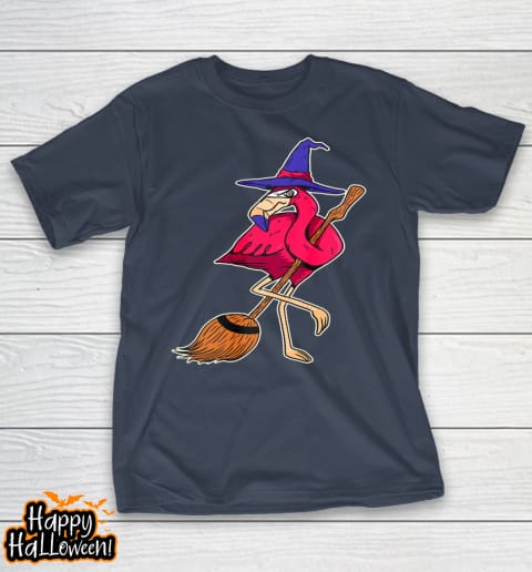 Halloween Flamingo Funny Witch Shirt Scary Party Broom Shirt