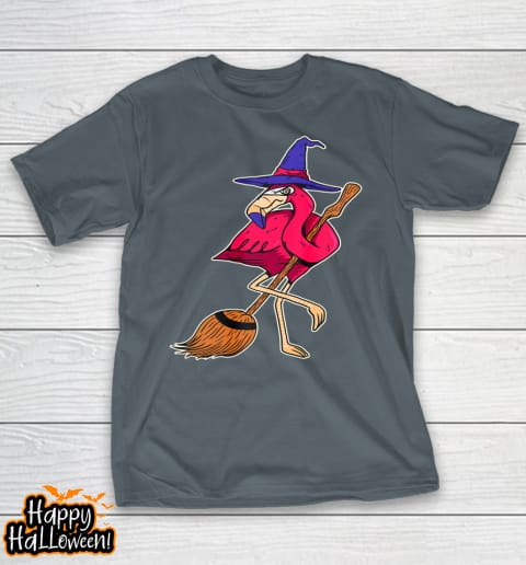 halloween flamingo funny witch shirt scary party broom t shirt 428 g8cvrc