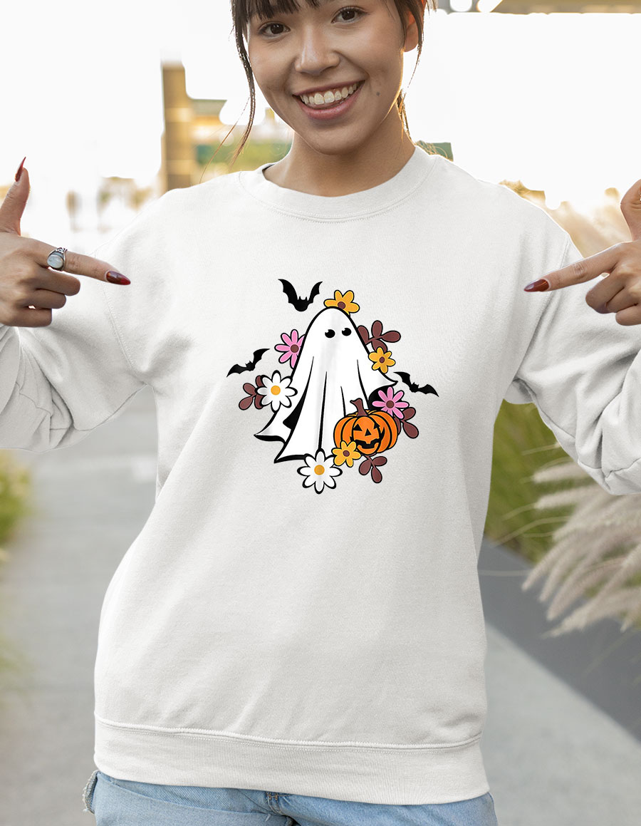 Halloween Ghost Vintage Groovy Trick Or Treat Spooky Vibes Spooky Ghost Shirt