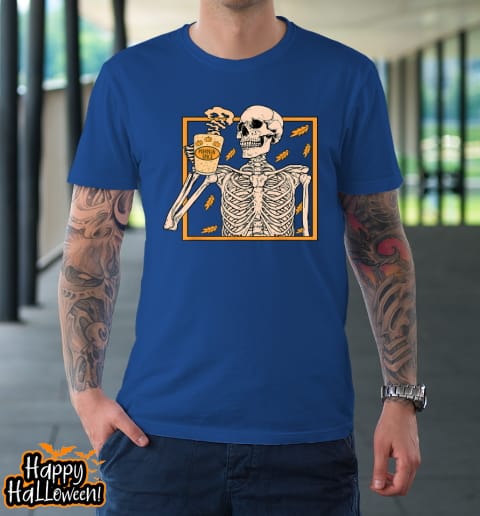 halloween skeleton pumpkin spice latte syrup creamer vintage t shirt 1002 hgrnc5