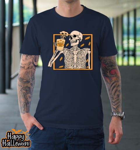 halloween skeleton pumpkin spice latte syrup creamer vintage t shirt 271 v1upzp