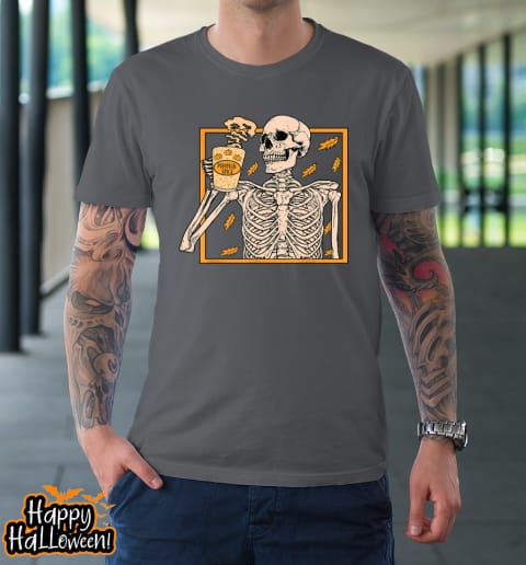 halloween skeleton pumpkin spice latte syrup creamer vintage t shirt 860 gabxav