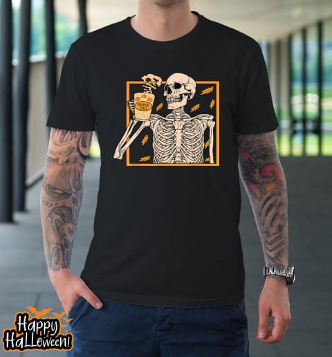 halloween skeleton pumpkin spice latte syrup creamer vintage t shirt 87 bhkn2x